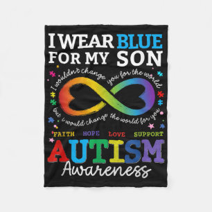 I Wear Blues For My Son Autism Awareness Mum Dad P Fleece Blanket
