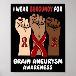 I Wear Burgundy For brain aneurysm Awareness  Poster