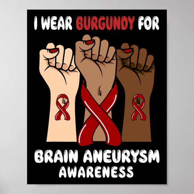 I Wear Burgundy For brain aneurysm Awareness  Poster (Front)
