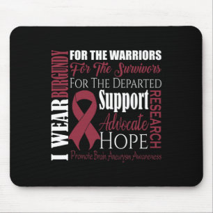 I Wear Burgundy For Brain Aneurysm Awareness Survi Mouse Mat