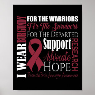 I Wear Burgundy For Brain Aneurysm Awareness Survi Poster