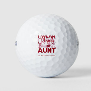 I Wear Burgundy For My Aunt Oral Head Neck Cancer Golf Balls