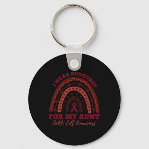 I Wear Burgundy For My Aunt Rainbow Sickle Cell Aw Key Ring