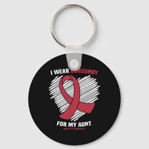 I Wear Burgundy For My Aunt Sickle Cell Awareness Key Ring