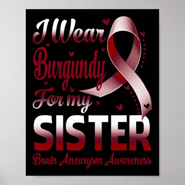I Wear Burgundy For My Brain Aneurysm Meningitis A Poster (Front)