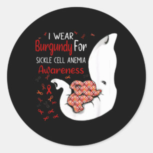 I Wear Burgundy For Sickle Cell Anaemia Awareness Classic Round Sticker