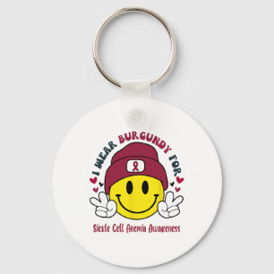 I Wear Burgundy For Sickle Cell Anaemia Awareness  Key Ring