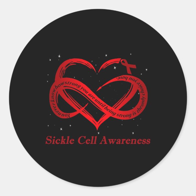 I Wear Burgundy For Sickle Cell Awareness Warrior  Classic Round Sticker (Front)
