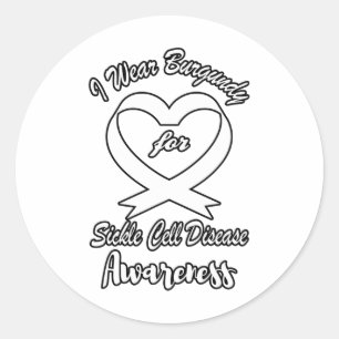 I Wear Burgundy For Sickle Cell Disease Awareness Classic Round Sticker