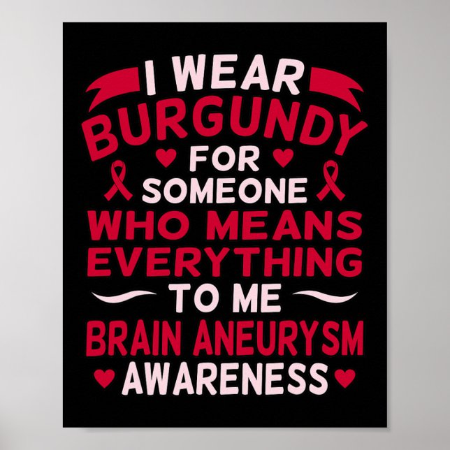 I Wear Burgundy For Someone Brain Aneurysm Awarene Poster (Front)