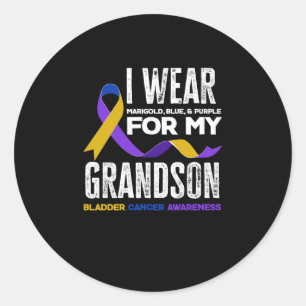 I Wear For My Grandson Bladder Cancer Awareness Classic Round Sticker