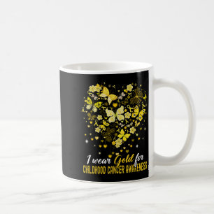 I Wear Gold For Childhood Cancer Awareness Butterf Coffee Mug