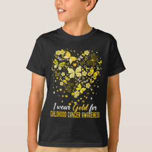 I Wear Gold For Childhood Cancer Awareness Butterf T-Shirt