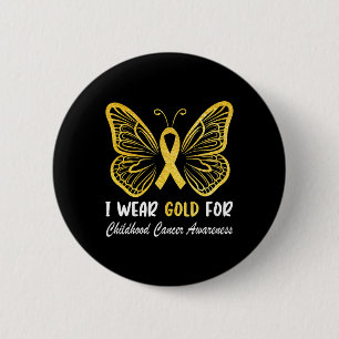 I Wear Gold For Childhood Cancer Awareness Golden 6 Cm Round Badge