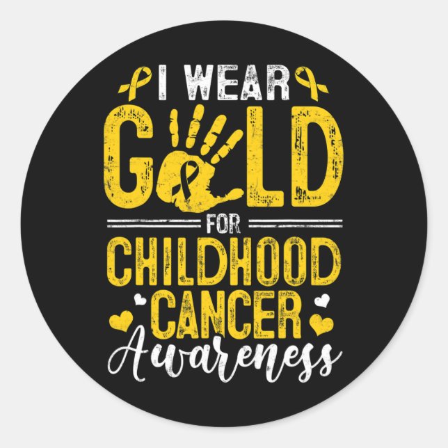 I Wear Gold For Childhood Cancer Awareness Golden  Classic Round Sticker (Front)