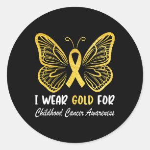 I Wear Gold For Childhood Cancer Awareness Golden  Classic Round Sticker
