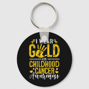 I Wear Gold For Childhood Cancer Awareness Golden Key Ring