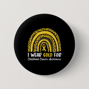 I Wear Gold For Childhood Cancer Awareness Rainbow 6 Cm Round Badge