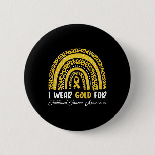 I Wear Gold For Childhood Cancer Awareness Rainbow 6 Cm Round Badge