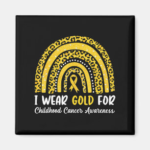 I Wear Gold For Childhood Cancer Awareness Rainbow Magnet