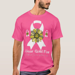 I Wear Gold For Childhood Cancer Sunflower ribbon T-Shirt
