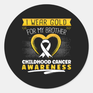 I Wear Gold For My Brother Heart 1 Classic Round Sticker