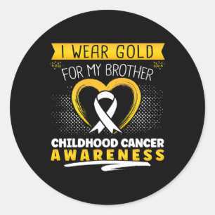 I Wear Gold For My Brother Heart Childhood Cancer Classic Round Sticker