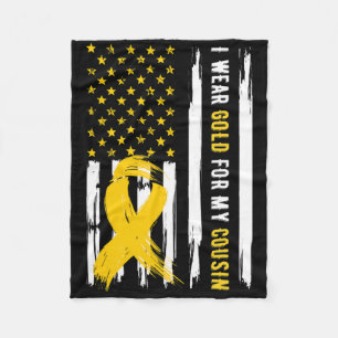 I Wear Gold For My Cousin Childhood Cancer Awarene Fleece Blanket
