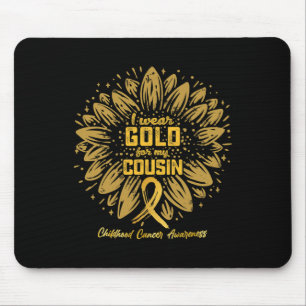 I Wear Gold For My Cousin - Gold Sunflower Childho Mouse Mat