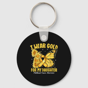 I Wear Gold For My Daughter Gold Ribbon Childhood  Key Ring