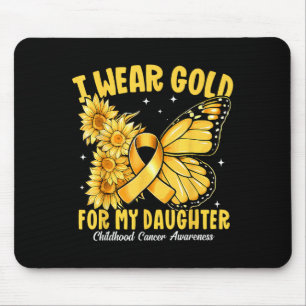 I Wear Gold For My Daughter Gold Ribbon Childhood  Mouse Mat