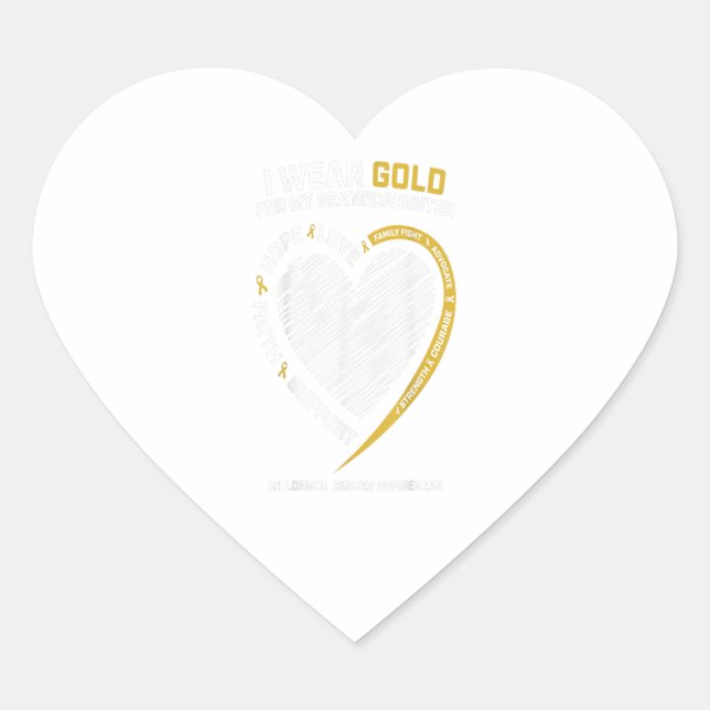 I Wear Gold For My Granddaughter Childhood Cancer Heart Sticker (Front)