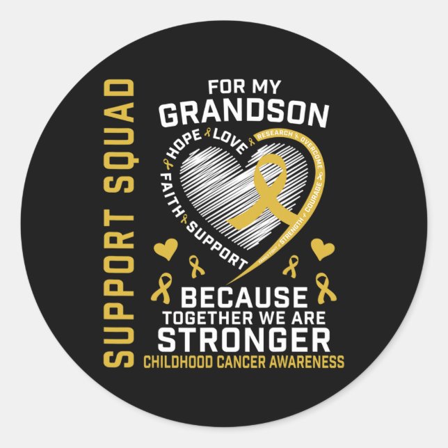I Wear Gold For My Grandson Childhood Cancer Suppo Classic Round Sticker (Front)