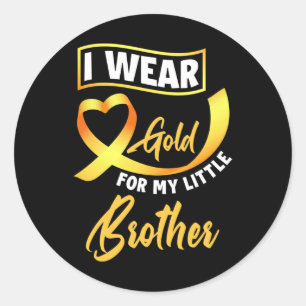 I Wear Gold For My Little Brother Childhood Cancer Classic Round Sticker