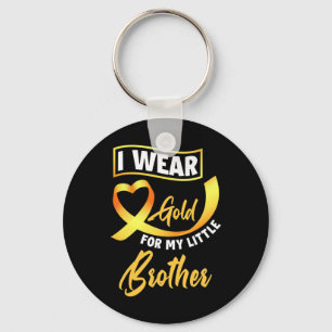 I Wear Gold For My Little Brother Childhood Cancer Key Ring