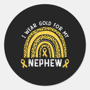 I Wear Gold For My Nephew Childhood Cancer Awarene Classic Round Sticker