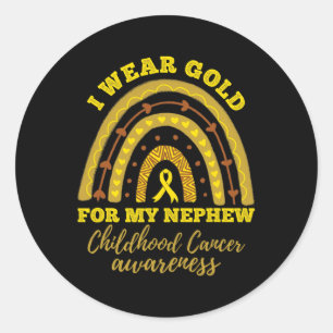 I Wear Gold For My Nephew Childhood Cancer Awarene Classic Round Sticker