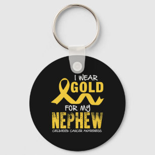 I Wear Gold For My Nephew Childhood Cancer Awarene Key Ring