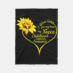 I Wear Gold For My Niece Childhood Cancer Awarenes Fleece Blanket