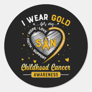 I Wear Gold For My Son Ribbon Awareness Childhood Classic Round Sticker