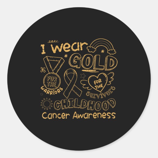 I Wear Gold For The Childhood Cancer Awareness Gol Classic Round Sticker (Front)
