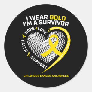I Wear Gold I'm A Survivor Kids Childhood Cancer A Classic Round Sticker