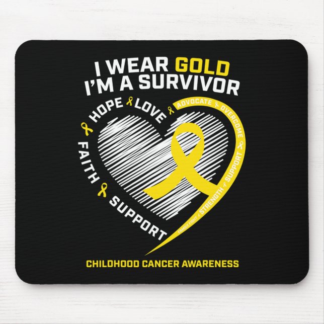 I Wear Gold I'm A Survivor Kids Childhood Cancer A Mouse Mat (Front)