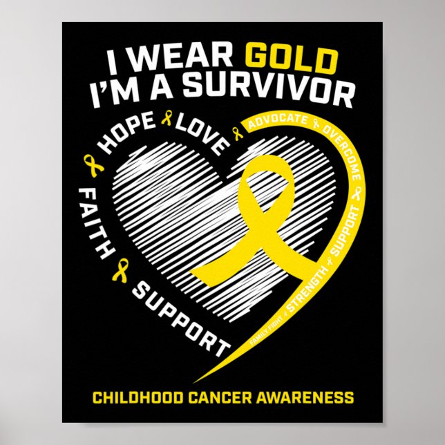 I Wear Gold I'm A Survivor Kids Childhood Cancer A Poster (Front)
