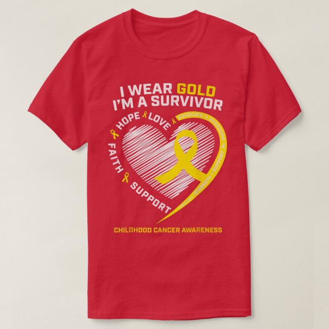 I Wear Gold I'm A Survivor Kids Childhood Cancer A T-Shirt (Design Front)