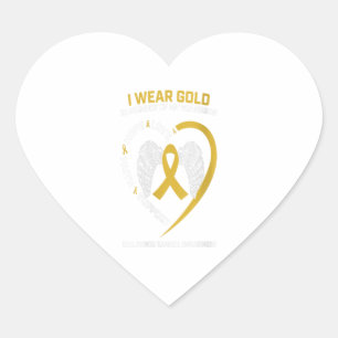 I Wear Gold In Memory Of Grandson Childhood Gift Heart Sticker