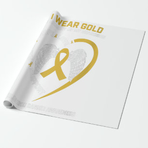 I Wear Gold In Memory Of Grandson Childhood Gift Wrapping Paper
