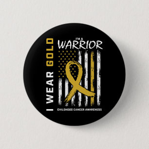 I Wear Gold Warrior Childhood Cancer Awareness Ame 6 Cm Round Badge