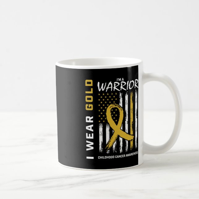 I Wear Gold Warrior Childhood Cancer Awareness Ame Coffee Mug (Right)