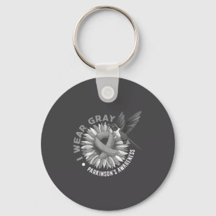 I Wear Gray Ribbon Parkinson’s Awareness  Key Ring